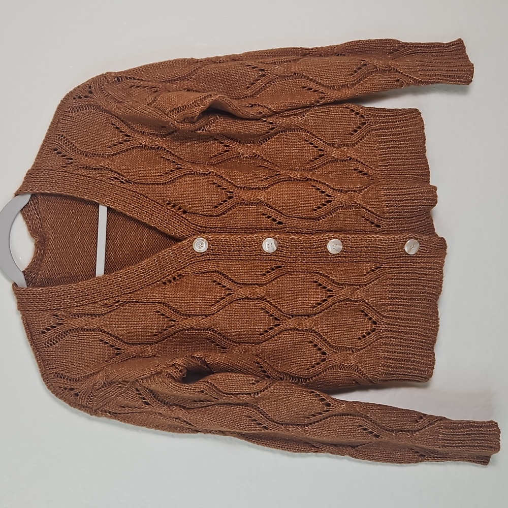 SHEIN Brown Knit Button-Front Cardigan | Women’s Size S